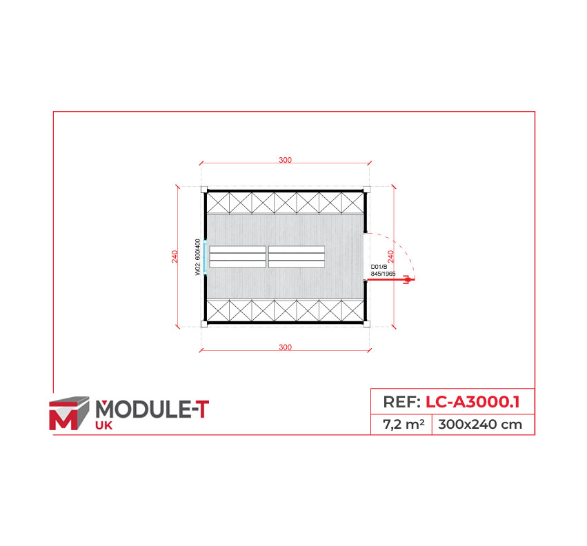 Module T UK | LC-A3000.2 – Locker & Sanitary Container with Shower (7.2 m²)
