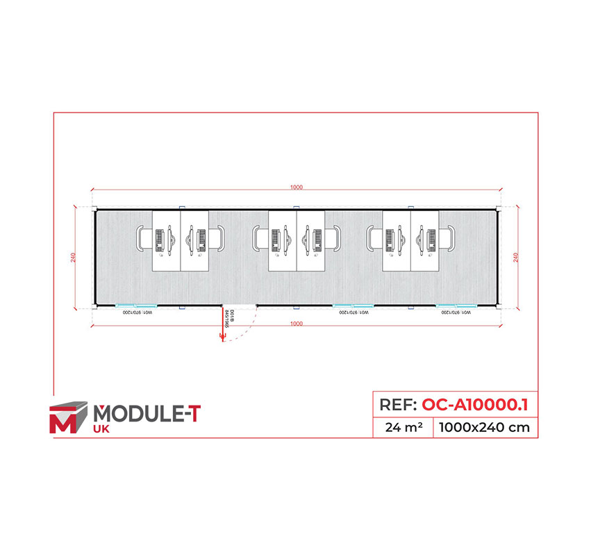 Module T UK | OC-A10000.1 – Large Open-Plan Office Container (24 m²)