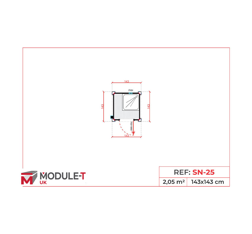 Module T UK | SN-25 – Construction Site Shower Cabin (1.43 × 1.43 m)