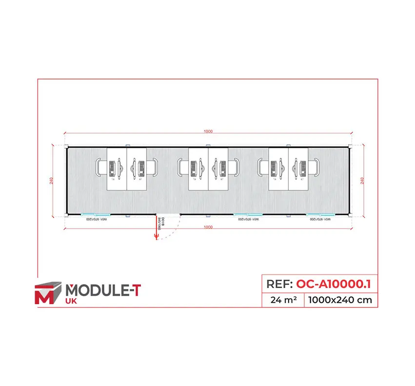 Module T UK | OC-A10000.1 – Large Open-Plan Office Container (24 m²)