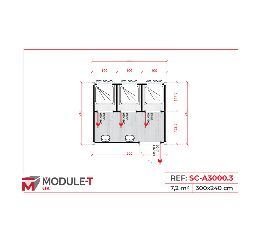 Module T UK | SC-A3000.3 – Triple Shower Cabin