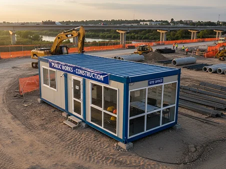 Module T UK | OC-A6000.1 – Site Office Container with Two Large Facing Workstations (14.4 m²)