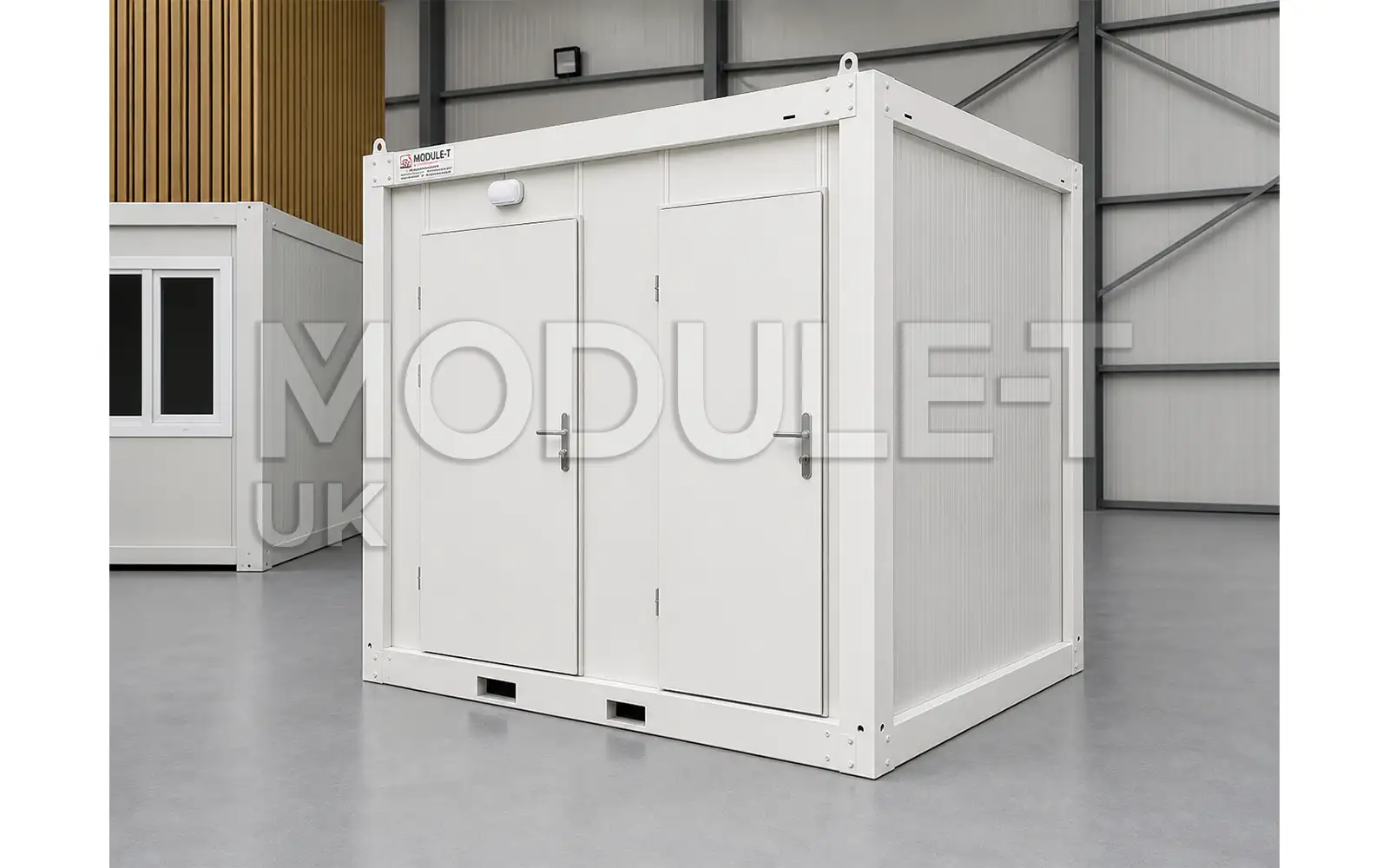 Double toilet block front view — Module-T UK