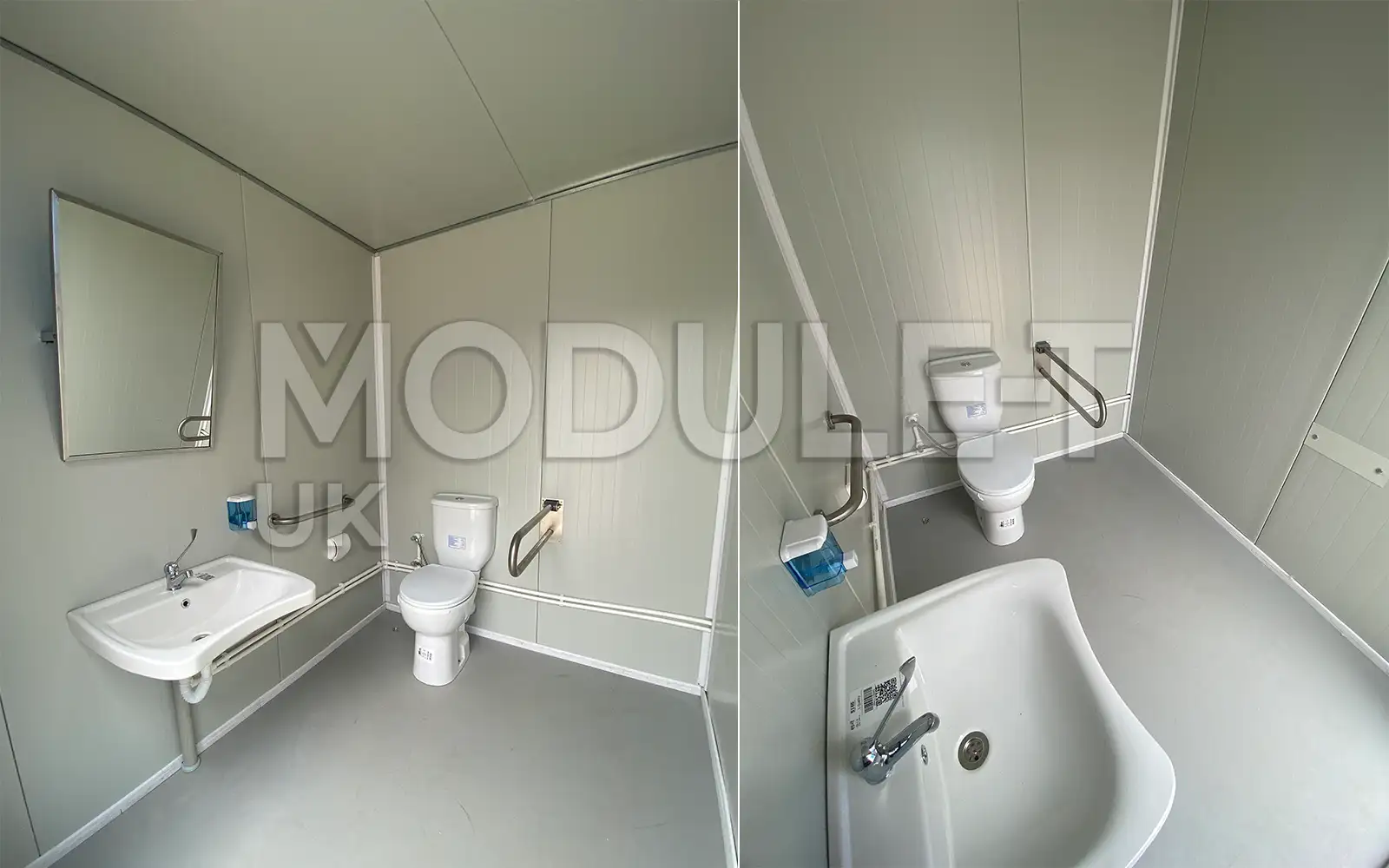 Double toilet cabin washbasin interior — Module-T UK