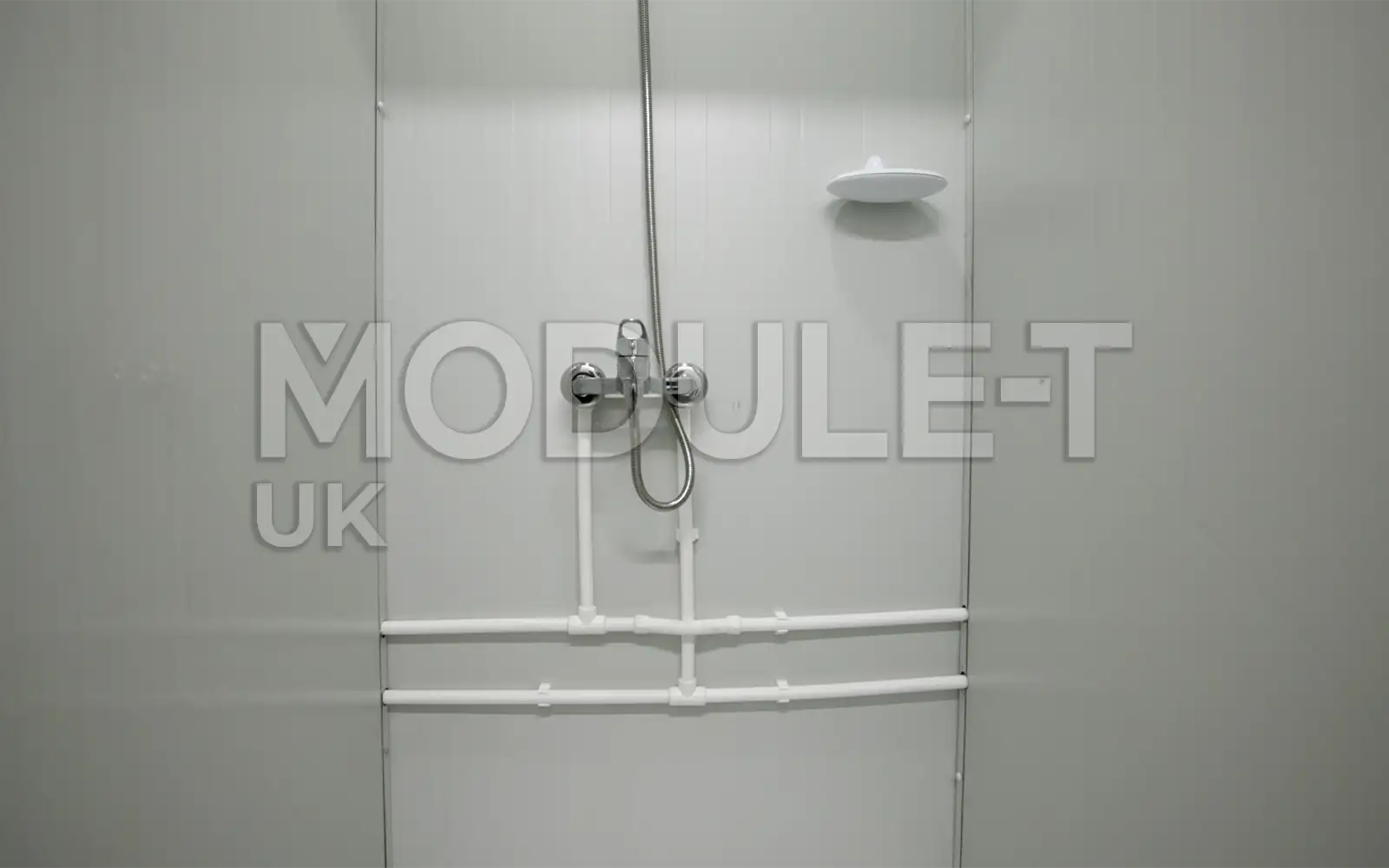 Modular changing room shower head detail — Module-T UK