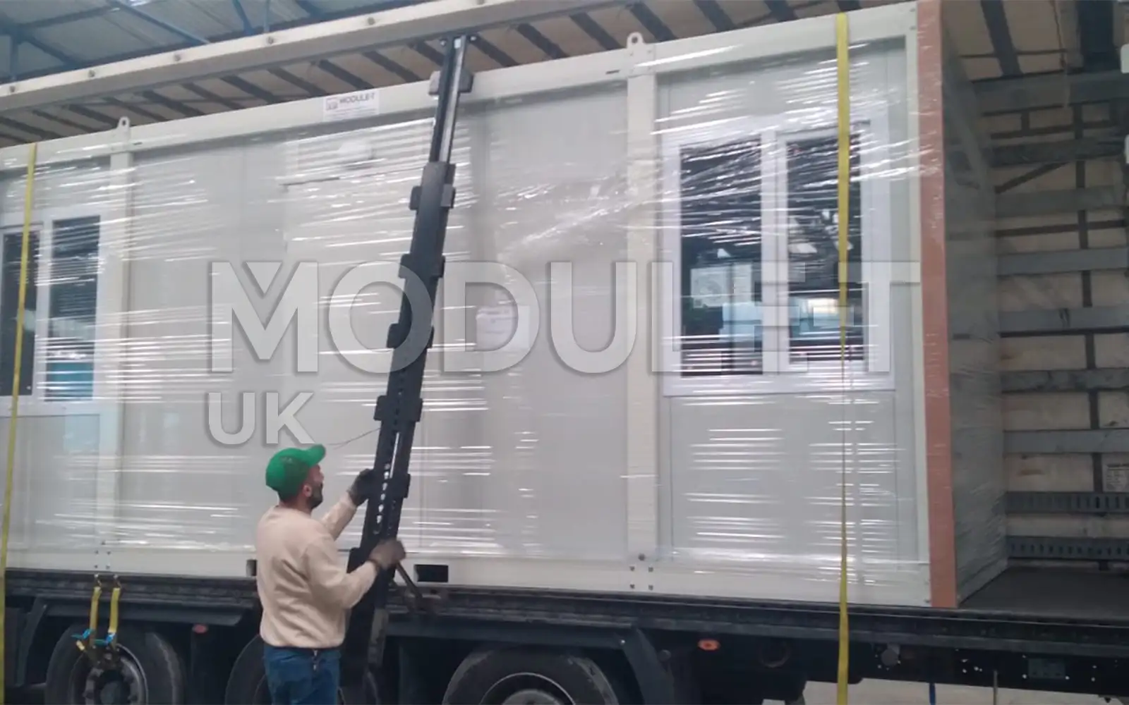 Office container lifted in factory — Module-T UK
