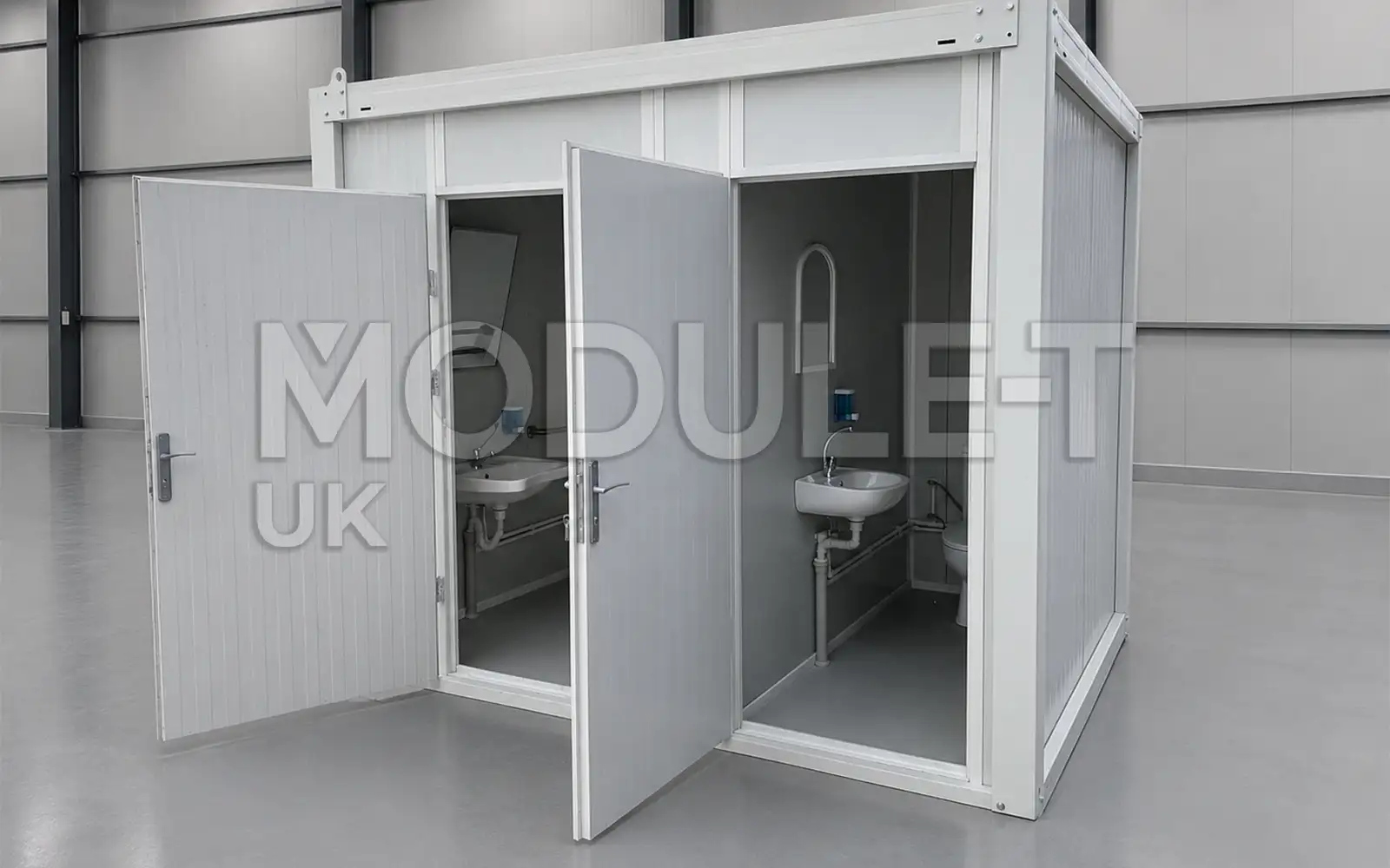 Portable toilet block with double entrance — Module-T UK