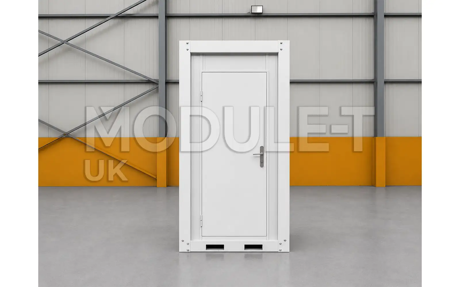 Portable washroom cabin front view — Module-T UK
