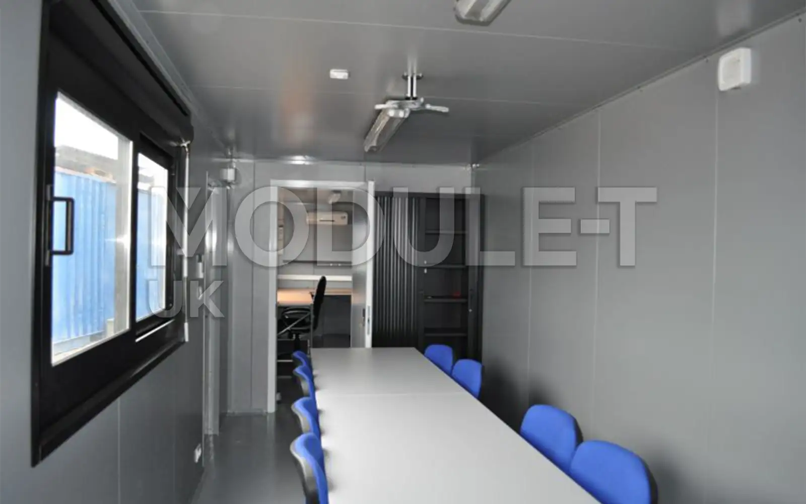Site office interior with meeting table — Module-T UK